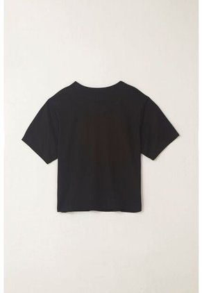 Topmark Camiseta Ajustada Acanalada Negra Para Mujer