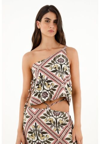 Topmark Camisa Estampada De Cuello Clásico Tipo Crop Para Mujer topmark