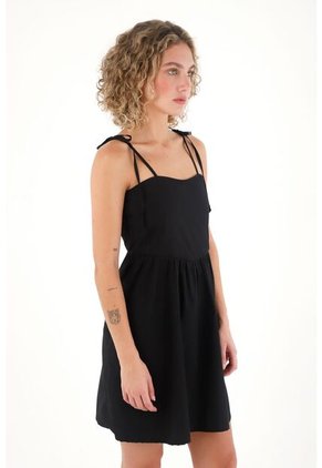 Topmark Vestido Corto De Tiras Que Anudan En Hombro Negro Para Mujer