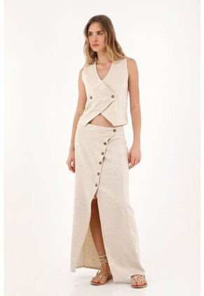 Topmark Falda Larga Con Perilla Diagonal Crudo Para Mujer