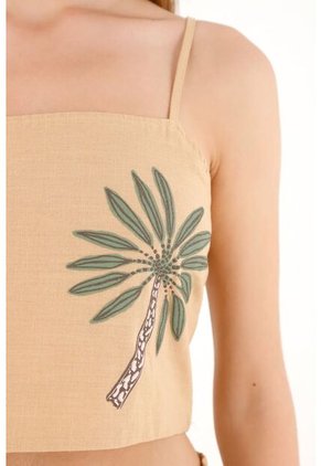 Crop Top Con Estampado De Palmeras Para Mujer