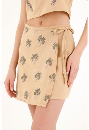 Falda Corta Tipo Pareo Café Para Mujer