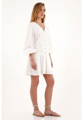 Topmark Vestido Crudo Corto Manga Larga Para Mujer