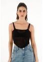 Topmark Camiseta Tipo Pañoleta Tejida Negra Para Mujer de topmark