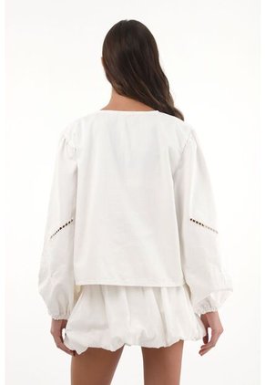 Topmark Abrigo Con Flores Bordadas Crudo Para Mujer