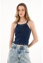 Topmark Camiseta Crop Azul Overdye Para Mujer de topmark