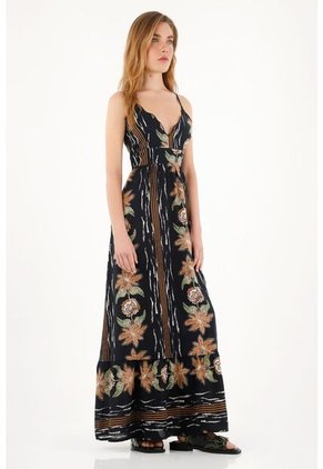 Topmark Vestido Largo Estampado Con Escote Cruzado Para Mujer