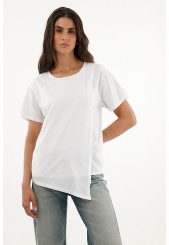 Topmark Camiseta Blanca Con Ruedo Asimétrico Para Mujer topmark