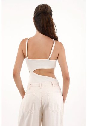 Topmark Body Asimétrico En Rib Crudo Para Mujer