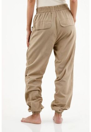 Pantalón Café Con Pretina Enresortada Para Mujer