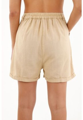 Bermuda De Tiro Alto Con Guardapolvo Para Mujer