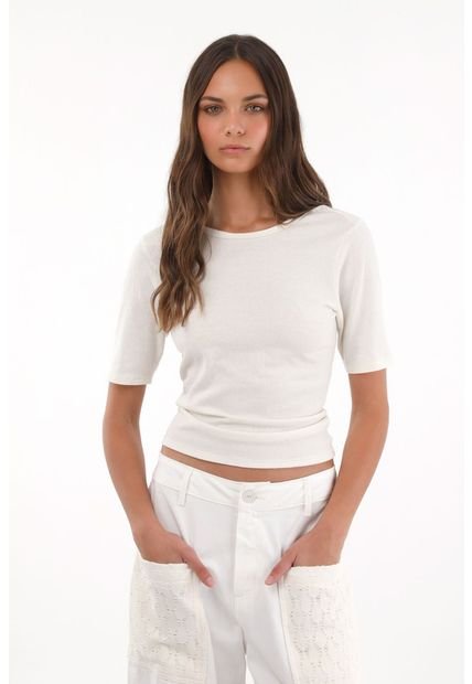 Camiseta Con Escote En La Espalda Crudo Para Mujer