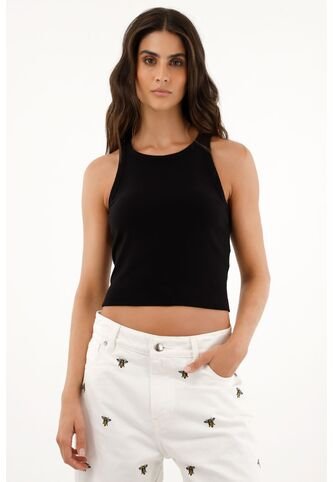 Topmark Camiseta Manga Sisa Negra Para Mujer topmark