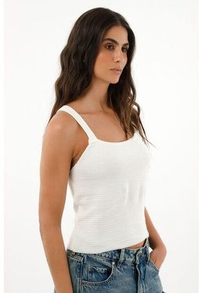 Topmark Camiseta Manga Sisa Ajustada Crudo Para Mujer