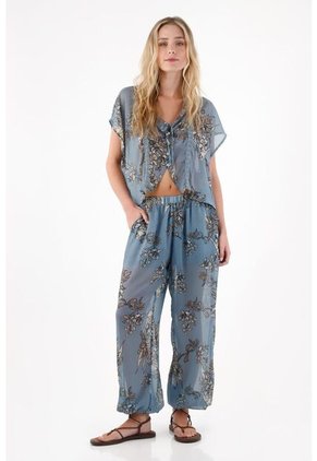 Topmark Camisa Con Transparencia Azul Para Mujer