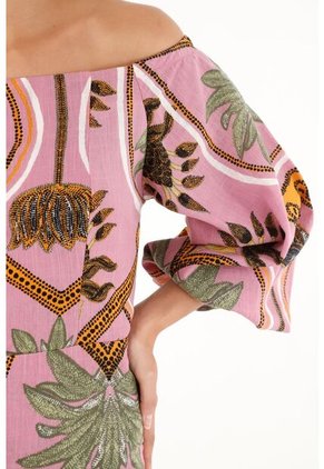 Vestido Largo Estampado De Escote Bandeja Para Mujer