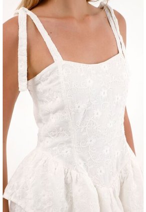 Topmark Vestido Corto Con Boleros Crudo Para Mujer