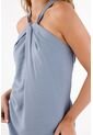 Topmark Vestido Para Mujer De Viscosa Azul Humo Relajado Con Escote Halter Anudado de topmark