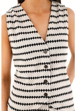 Topmark Chaleco Tejido Con Diseño De Rayas Y Rombos Para Mujer