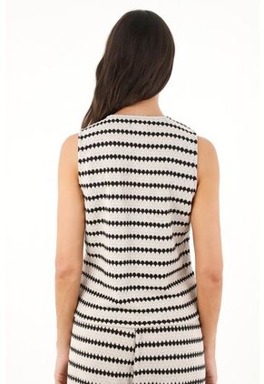 Topmark Chaleco Tejido Con Diseño De Rayas Y Rombos Para Mujer