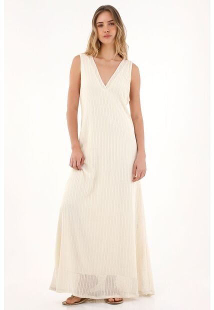 Topmark Vestido Largo Manga Sisa Crudo Para Mujer