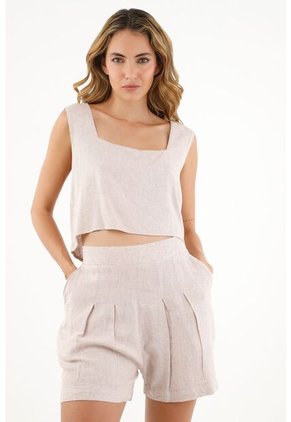 Camisa Tipo Crop Top Crudo Para Mujer