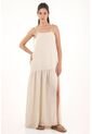 Vestido Largo De Tiras Crudo Para Mujer de topmark