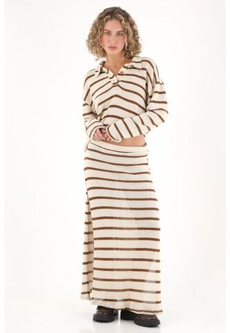 Topmark Falda Larga Tejida A Rayas Multicolor Para Mujer topmark