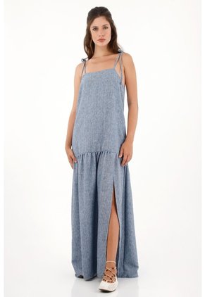 Topmark Vestido Largo De Tiras Azul Para Mujer