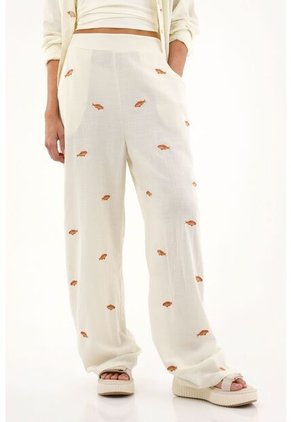 Topmark Pantalón Recto Tiro Alto Con Bordados Para Mujer