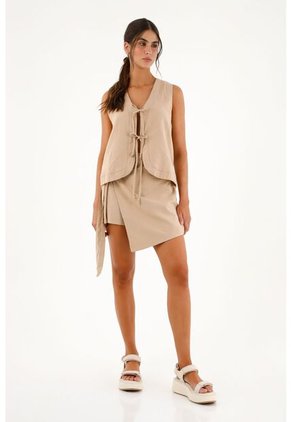 Topmark Falda Short Crudo Con Tapa Delantera Para Mujer