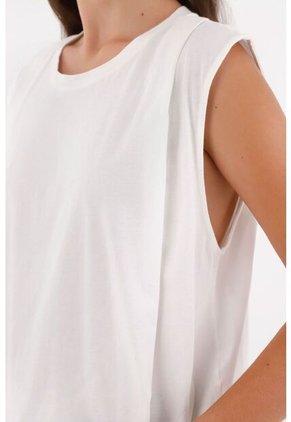 Camiseta Manga Sisa Con Prenses Crudo Para Mujer