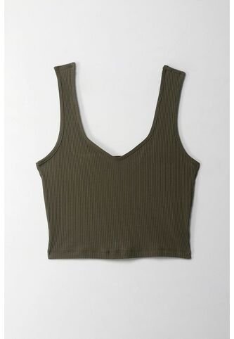 Topmark Camiseta Crop En Rib Verde Para Mujer topmark