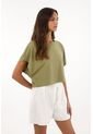 Camiseta Crop Amplia Verde Para Mujer de topmark