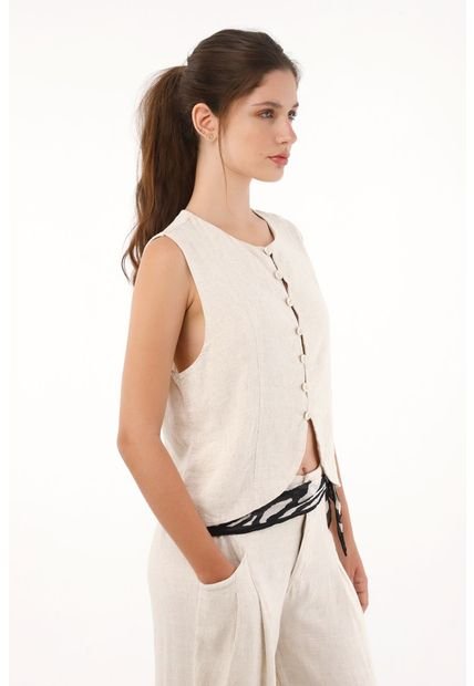 Camisa Tipo Chaleco Crudo Para Mujer