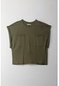Topmark Camiseta Manga Sisa Con Bolsillo Verde Para Mujer de topmark