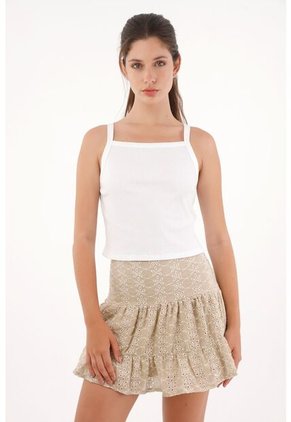 Topmark Camiseta Crop Ajustada Blanca Para Mujer