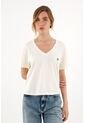 Topmark Camiseta Crudo Con Cuello En V Para Mujer de topmark