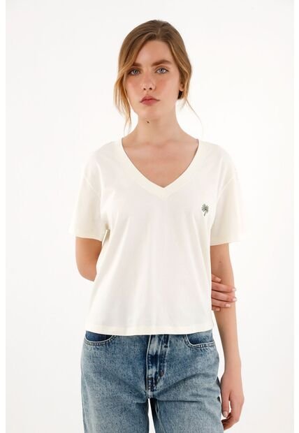 Topmark Camiseta Crudo Con Cuello En V Para Mujer