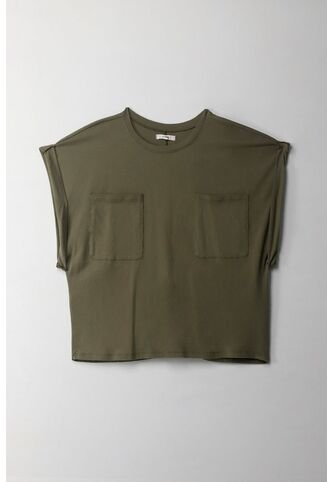 Topmark Camiseta Manga Sisa Con Bolsillo Verde Para Mujer topmark