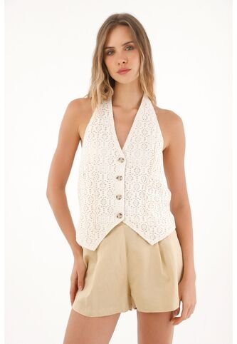 Topmark Chaleco Tejido Con Tiras Crudo Para Mujer topmark