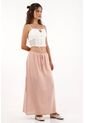 Falda Larga Con Aberturas Laterales Rosada Para Mujer de topmark