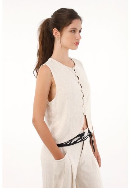 Topmark Camisa Tipo Chaleco Crudo Para Mujer