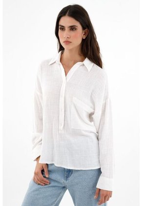 Camisa Manga Larga Blanca Para Mujer