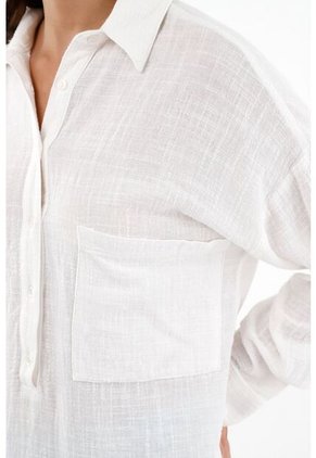 Camisa Manga Larga Blanca Para Mujer