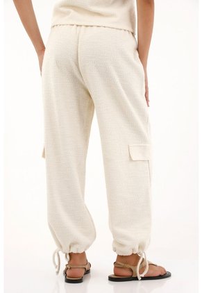Pantalón Jogger Tipo Tweed Crudo Para Mujer