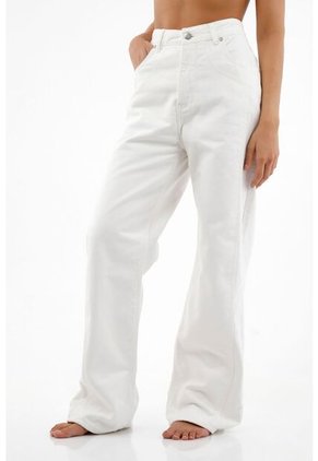 Jean Recto Tiro Alto Crudo Para Mujer