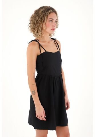 Topmark Vestido Corto De Tiras Que Anudan En Hombro Negro Para Mujer topmark