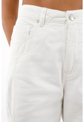 Jean Recto Tiro Alto Crudo Para Mujer