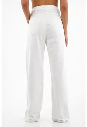 Jean Recto Tiro Alto Crudo Para Mujer